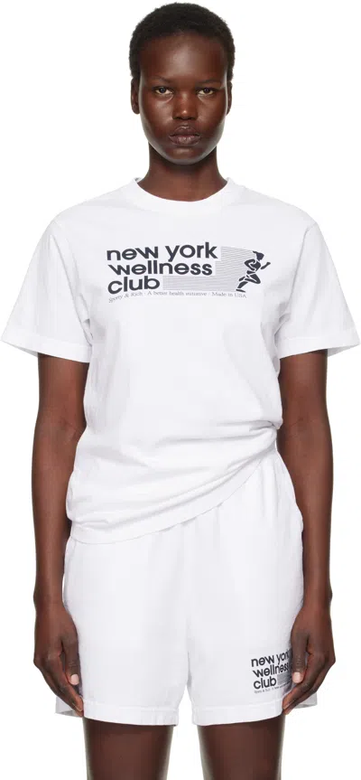 Sporty And Rich White Usa 'wellness Club' T-shirt In 48 White Navy
