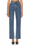 Sporty And Rich Loose Brand-patch Straight-leg High-rise Jeans In Blue
