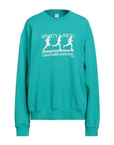 Sporty And Rich Sporty & Rich Woman Sweatshirt Turquoise Size Xl Cotton In Blue