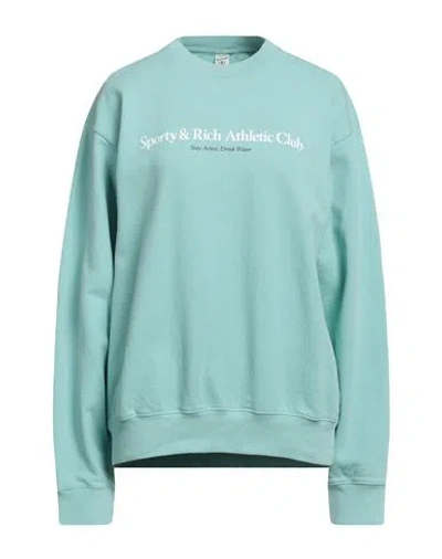 Sporty And Rich Sporty & Rich Woman Sweatshirt Turquoise Size M Cotton In Blue
