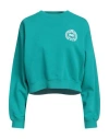 SPORTY AND RICH SPORTY & RICH WOMAN SWEATSHIRT TURQUOISE SIZE L COTTON