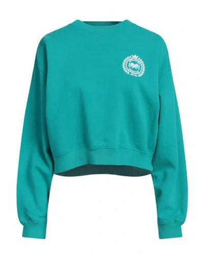 Sporty And Rich Sporty & Rich Woman Sweatshirt Turquoise Size M Cotton In Blue