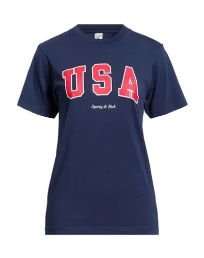 Sporty And Rich Sporty & Rich Woman T-shirt Navy Size Xs Cotton In Blue