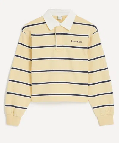 Sporty And Rich Sporty & Rich Women's Almond-navy-white Serif Logo Rugby Polo