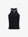 Sporty And Rich Tipped Rib Tank In Black White