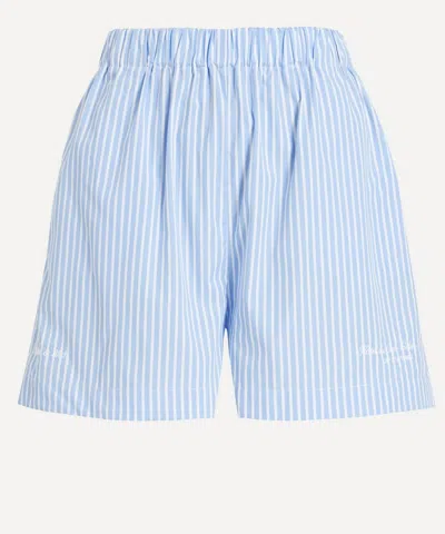 Sporty And Rich Sporty & Rich Women's Eden Script Poplin Shorts In Blue
