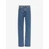 SPORTY AND RICH SPORTY & RICH WOMEN'S MEDIUM BLUE STRAIGHT-LEG HIGH-RISE RELAXED-FIT JEANS