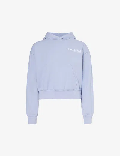 Sporty And Rich Health Club Cropped Cotton-jersey Hoody In Washed Periwinkle
