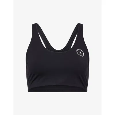 Sporty And Rich Womens Sporty & Rich Duty Logo-print Sports Bra In Black