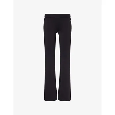 Sporty And Rich Womens Black Runner Flared-leg Woven Leggings