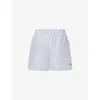 Sporty And Rich Womens Forest Striped Striped Drawstring Cotton-poplin Shorts In Blue Striped