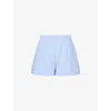 Sporty And Rich Womens Blue White Stripe Eden Script Striped Cotton Shorts In Blue