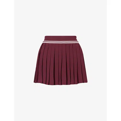 Sporty And Rich Womens Abigail Signature-logo Woven Mini Skirt Bordeaux In Burgundy