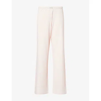 Sporty And Rich Womens Brand-tab Ribbed Stretch-cotton Jogging Bottoms Clear Pink In Neutral