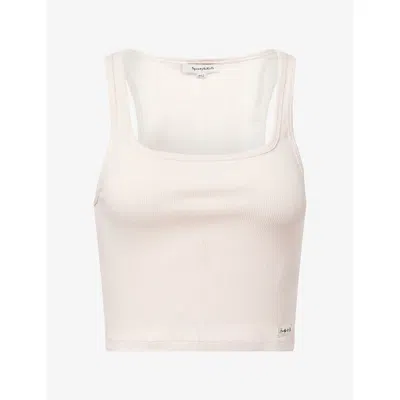 Sporty And Rich Womens Brand-tab Ribbed Stretch-cotton Tank Top Clear Pink In White