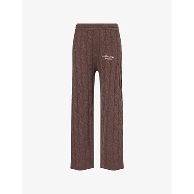 Sporty And Rich Womens Sporty & Rich X Le Bristol Paris Faubourg Cable-knit Cashmere And Wool-blend Trousers Chocola