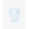 Sporty And Rich Womens Ciel April Eden Script Terry-cotton Polo Top In Blue
