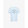 Sporty And Rich Womens Ciel Eden Crest Logo-print Cotton T-shirt In Blue