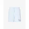 Sporty And Rich Womens Ciel Eden Script Terry-cotton Shorts In Blue