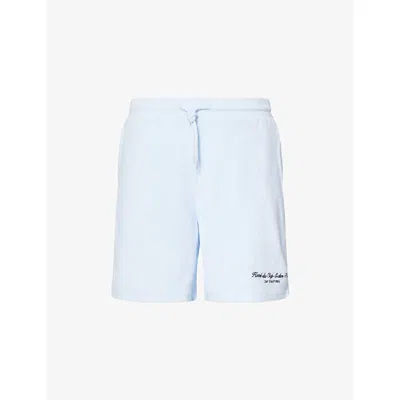Sporty And Rich Womens Ciel Eden Script Terry-cotton Shorts In Blue