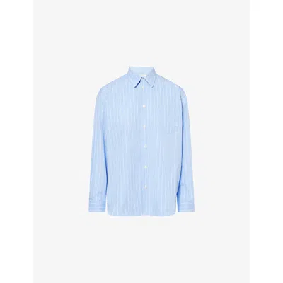 Sporty And Rich Womens Oversized Striped Cotton Shirt Ciel Stripe/white In Multi