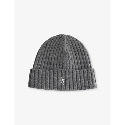 Sporty And Rich Womens Cool Gray Src Ribbed Cashmere And Wool Beanie In Silver