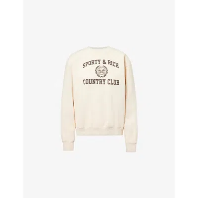Sporty And Rich Womens Country Brand-print Cotton-jersey Sweatshirt Cream