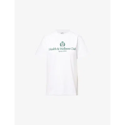 Sporty And Rich Womens Country Brand-print Cotton-jersey T-shirt White