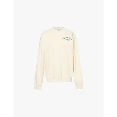 Sporty And Rich Womens Fitness World Round-neck Cotton-jersey Sweatshirt Cream