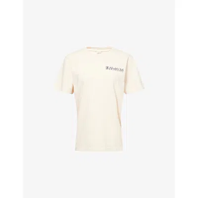 Sporty And Rich Womens Lion Health Round-neck Cotton-jersey T-shirt Cream