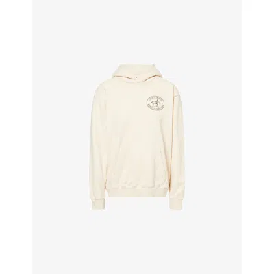 Sporty And Rich Womens Cream Riding Club Logo-print Cotton-jersey Hoody