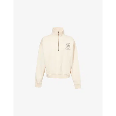 Sporty And Rich Womens Cream Sporty & Rich X Le Bristol Paris Bristol Fau Quarter-zip Cotton Sweatshirt