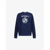 Sporty And Rich Womens Bh Crest Soft Round-neck Cotton-blend Sweatshirt Dark Navy In Blue