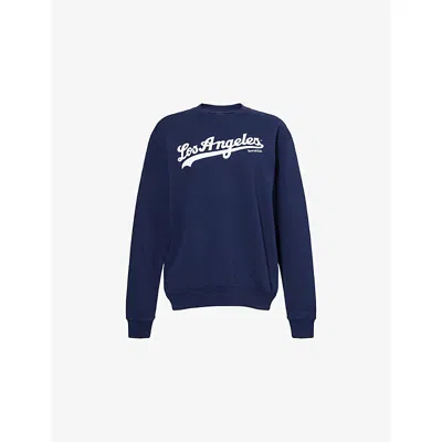 Sporty And Rich Womens Dark Navy Dodgers Round-neck Cotton-jersey Sweatshirt