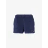 Sporty And Rich Womens Dark Navy Eden Script Terry-cotton Shorts Xs In Blue