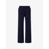 Sporty And Rich Womens Dark Navy Embroidered-logo Wide-leg Cashmere-and-wool Jogging Bottoms Xs In Blue