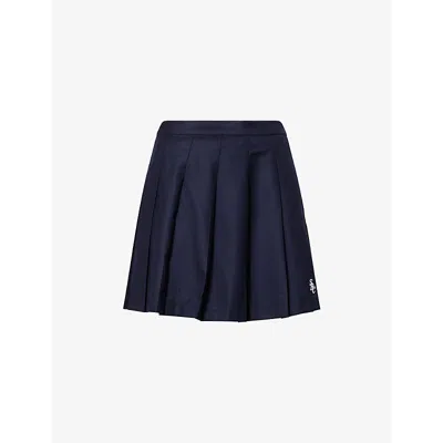 Sporty And Rich Womens Dark Navy School Pleated Wool Mini Skirt Xs In Black
