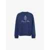 Sporty And Rich Womens Dark Navy Vendome Embroidered Crewneck Cotton-jersey Sweatshirt