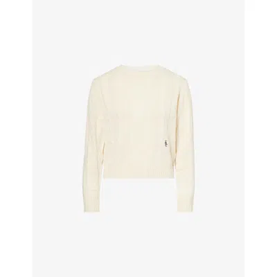 Sporty And Rich Womens Ecru Farm Cable-knit Cashmere-and-wool Jumper In Neutral