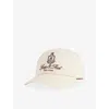Sporty And Rich Womens Ecru Farm Vendome Embroidered Cotton Cap In White