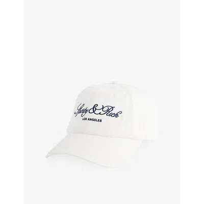 Sporty And Rich Womens Ecru Vendome Logo-embroidered Cotton Baseball Cap In White