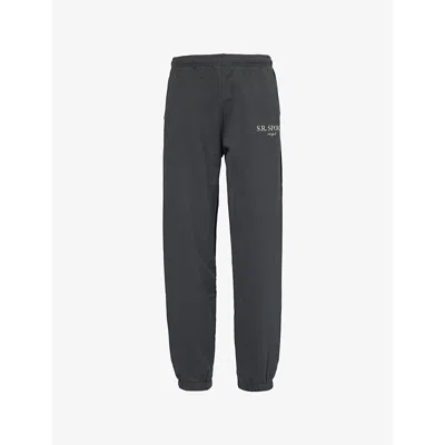 Sporty And Rich Navy Serif Lounge Pants In Faded Black