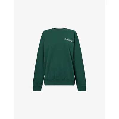 Sporty And Rich Womens Sporty & Rich Logo-print Crewneck Cotton Sweatshirt In Green