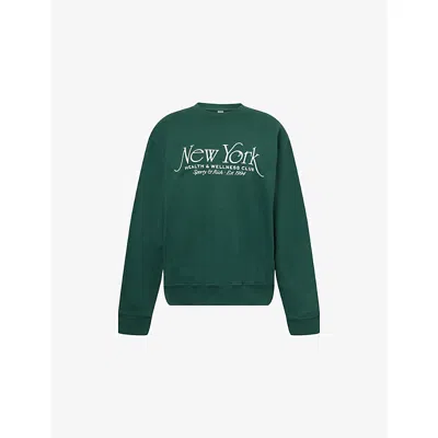 Sporty And Rich Womens Ny94 Printed Cotton-jersey Sweatshirt Forest Xl