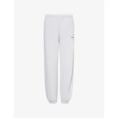 Sporty And Rich Womens Bh Crest Soft Elasticated-cuffs Cotton-blend Jogging Bottoms Heather Gray Xs