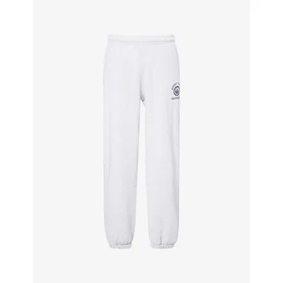 Sporty And Rich Womens Heather Gray California Logo-emblem Cotton-blend Jogging Bottoms In White