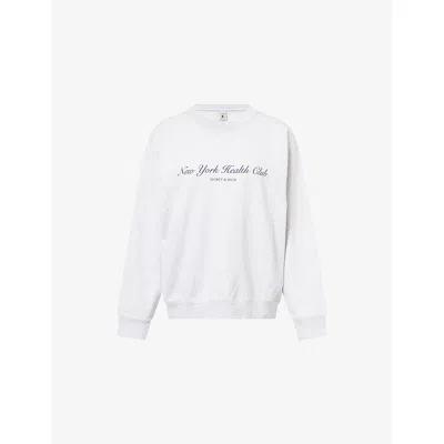 Sporty And Rich Womens Heather Gray Health Club Logo-print Cotton Sweatshirt In White
