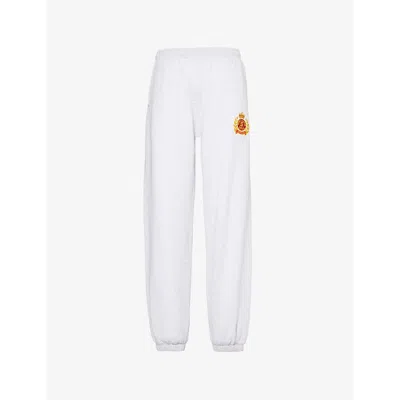 Sporty And Rich Womens Ny Crest Brand-embroidery Straight-leg Mid-rise Cotton-jersey Jogging Bottoms Heather Gray