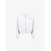 Sporty And Rich Womens Heather Gray Ny Health Club Cropped Zip Cotton-jersey Hoody