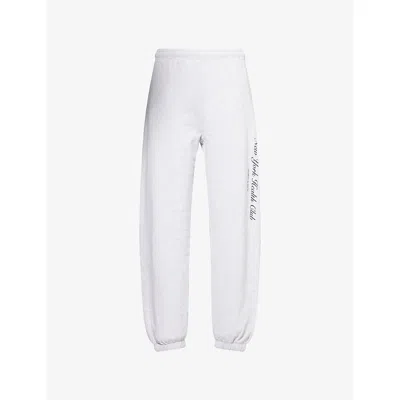 Sporty And Rich Womens Heather Gray Ny Health Club Logo-print Cotton-jersey Jogging Bottoms In White